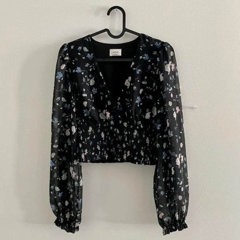 Aritzia Wilfred Blue Floral Blouse